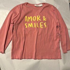 Zara Pink Amor & Smiles Long Sleeve